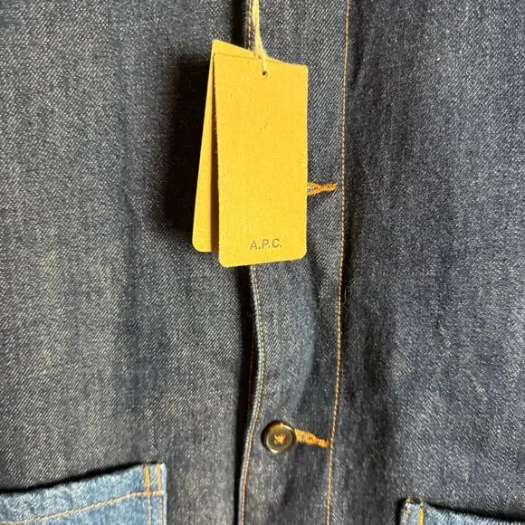 A.P.C. Indigo Anthonin Denim Patch Pocket Button Front Jean Jacket Size Small - Picture 16 of 16